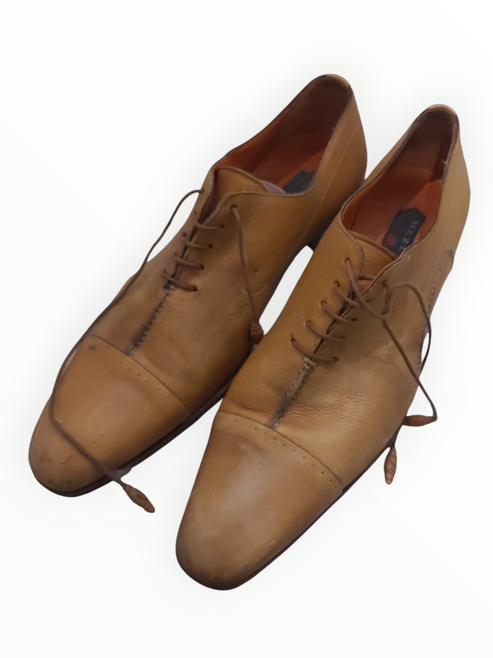 VTG Mezlan Men's Tan Leather Cap Toe Oxford Dress Shoes Lace Up Size 13 Spain